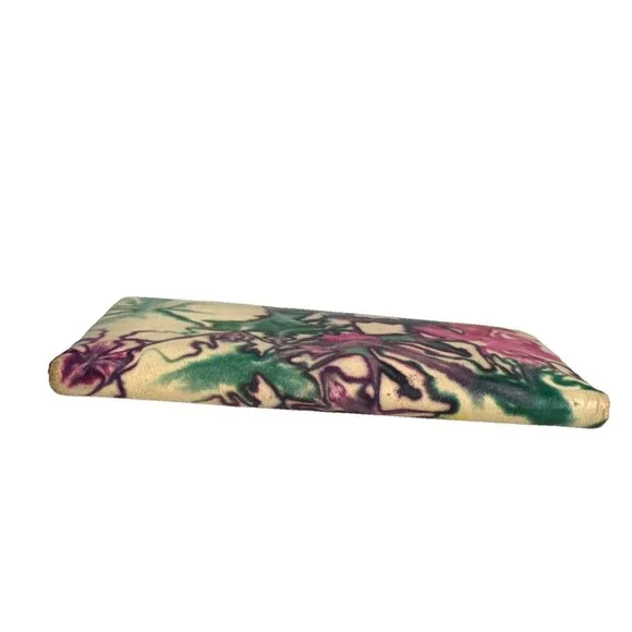 Abstract Leather Clutch Pink Green Statement  Wallet Large Evening Bag Lodis - Picture 11 of 15